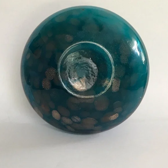 Loetz Art Nouveau Teal With Gold Glitter Vase - Picture 8 of 13